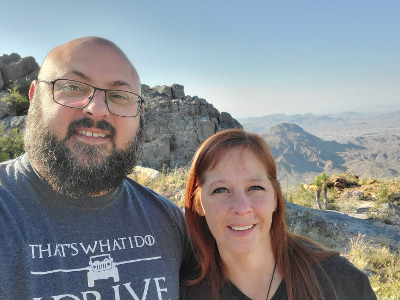 Jeep couple at the top of Christmas Mtn in Terlingua, TX